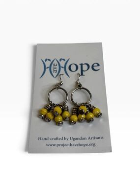 Handcrafted Beaded Open Hoop Dangle Earrings. Available in 3 colors.